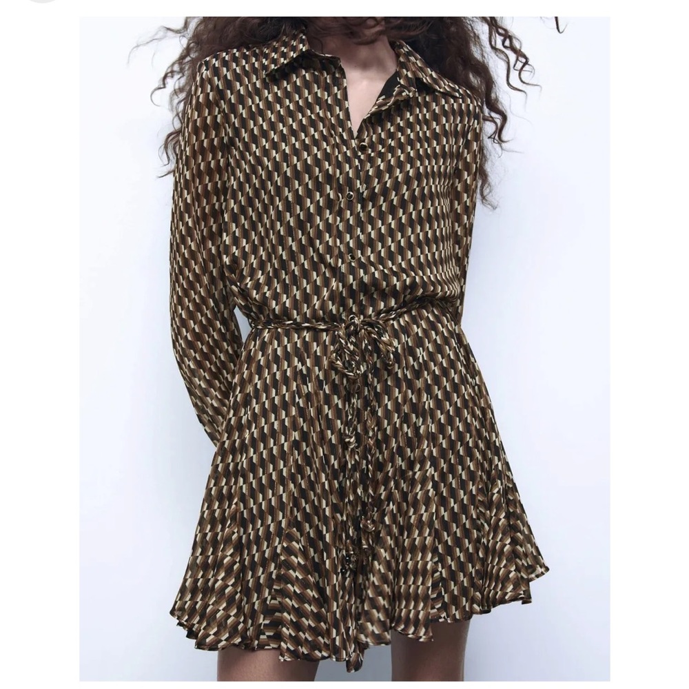 Zara gold printed mini dress